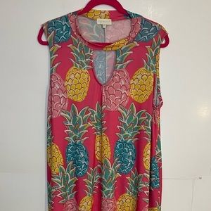 Simply Southern Pink‎ Pineapple Sleeveless Shirt Size XXL.